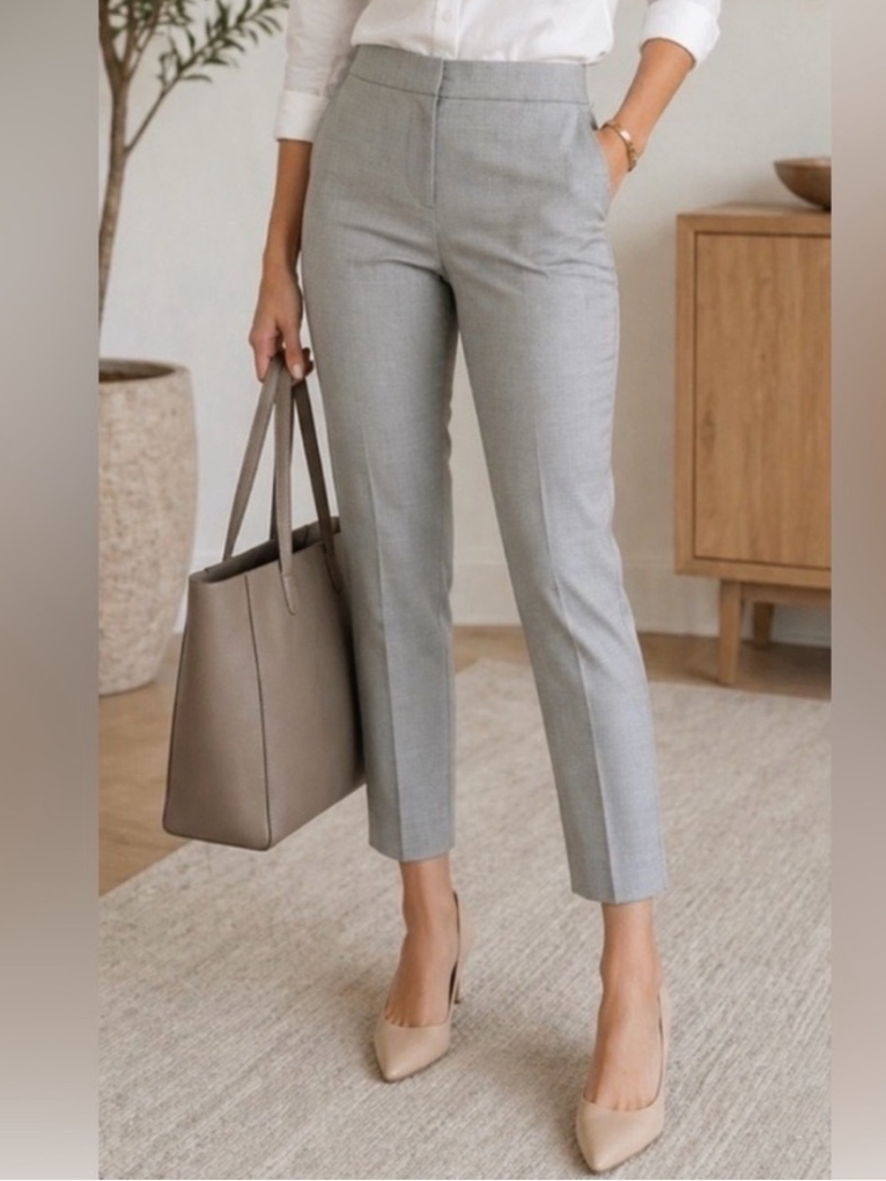 Ann Taylor Devin Fit Gray Wool Blend Ankle Pants Size 4 NWOT